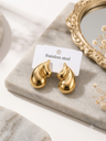 Golden Ribbed Teardrop Studs